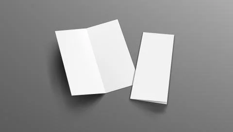 Slim Vertical Half Folded Brochure On Gray Stock Illustration