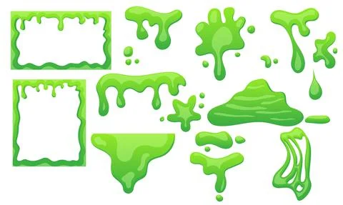 Slime background border frame and green mucus halloween. Ooze or goo poison s イラスト素材