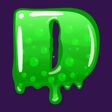 Slime font type letter D latin alphabet. Green bubbling toxic mold. Vector Stock Illustration