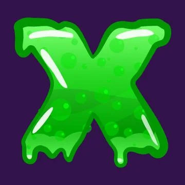 Slime font type letter X latin alphabet. Green bubbling toxic mold. Vector Stock Illustration