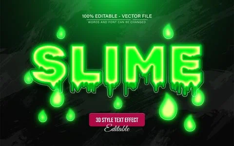 Slime green glow text effect editable Stock Illustration