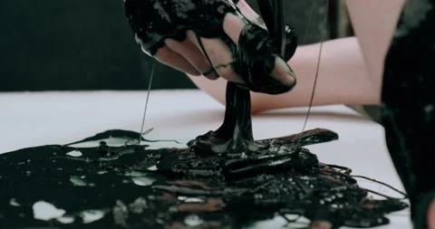 Slime on human hands Stock Footage 226975982