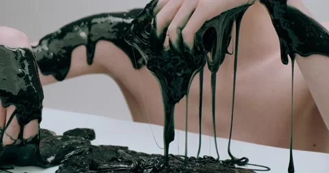 Slime on human hands Stock Footage 226976808