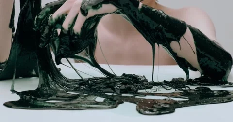 Slime on human hands Stock Footage 226977576