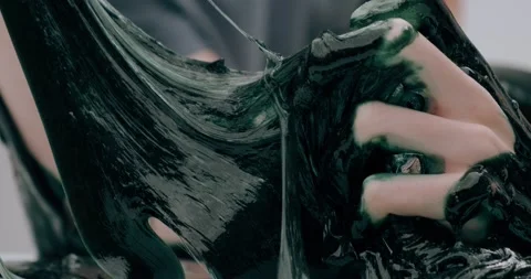 Slime on human hands Stock Footage 226978386