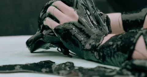 Slime on human hands Stock Footage 226978775