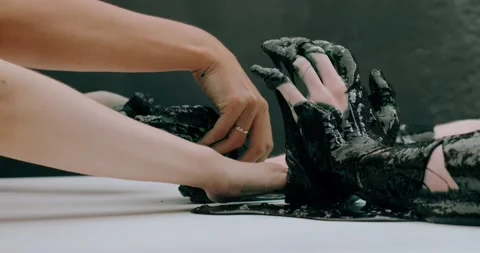Slime on human hands Stock Footage 226978897