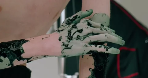 Slime on human hands Stock Footage 226980920