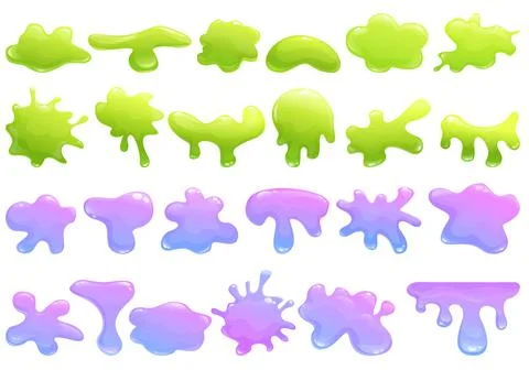 Slime icons set cartoon vector. Game monster Illustrazione stock