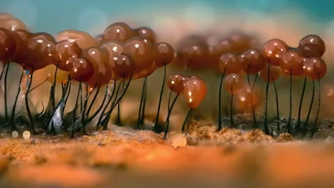 Slime Mold and Mold Growing in Extreme Macro, Microscopic Nature 4K Video Stock Footage 341267441