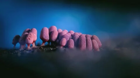 Slime Mold and Mold Growing in Extreme Macro, Microscopic Nature 4K Video Stock Footage 341268253