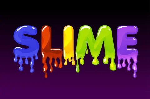 Slime multicolored text on dark background for banner. Stock Illustration
