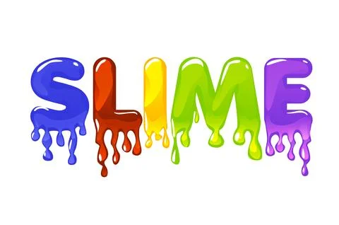Slime multicolored text on white background for graphic design. Stock Illustration