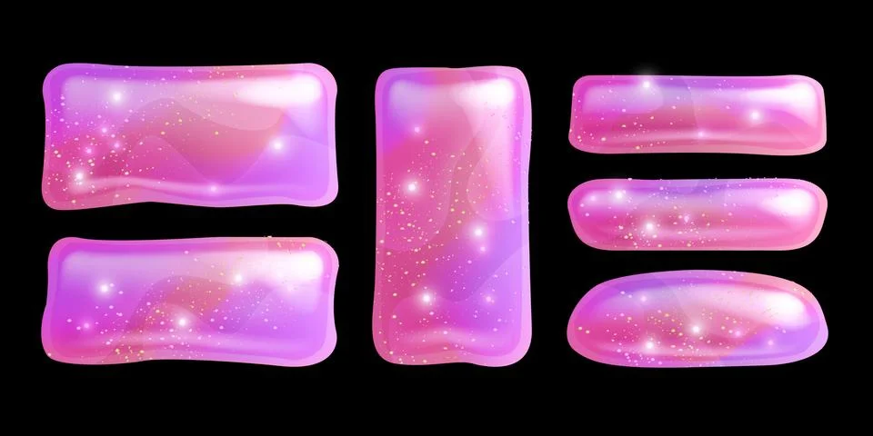 Slime UI rectangle button set, vector pink glossy texture tile Stockillustratie