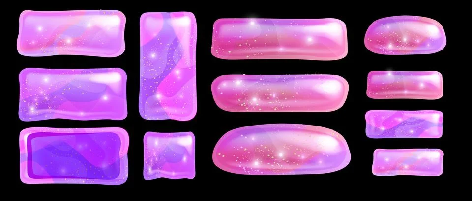 Slime UI rectangle button set, vector cartoon cute frame Stockillustratie
