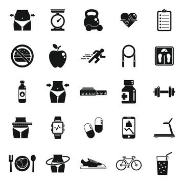 Slimming icons set simple vector. Weight loss Stock Illustration