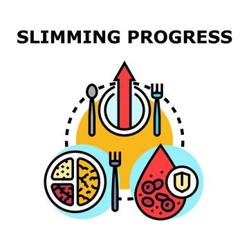 Slimming progress achieving diet and healthy lifestyle concept Illustrazione stock