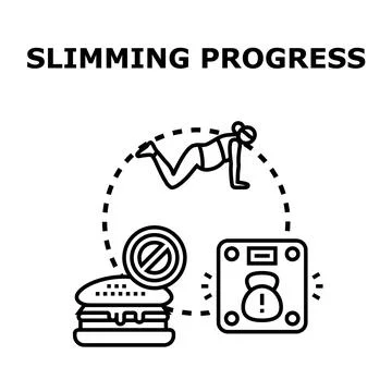 Slimming progress achieving goals with healthy lifestyle Ilustración de archivo
