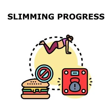 Slimming progress achieving goals with healthy lifestyle Stock Illustration
