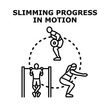 Slimming progress in motion for weight loss workout Stock Illustration