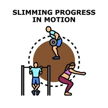 Slimming progress in motion for weight loss workout Stock Illustration