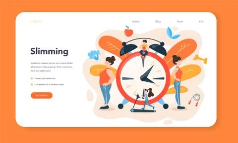 Slimming specialist web banner or landing page. Diet, plan, Illustrazione stock
