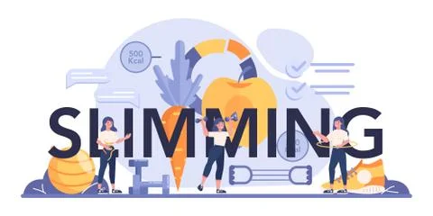 Slimming typographic header. Diet plan and physical activity. イラスト素材