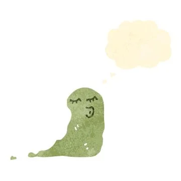 Slimy ghost with thought bubble Illustrazione stock
