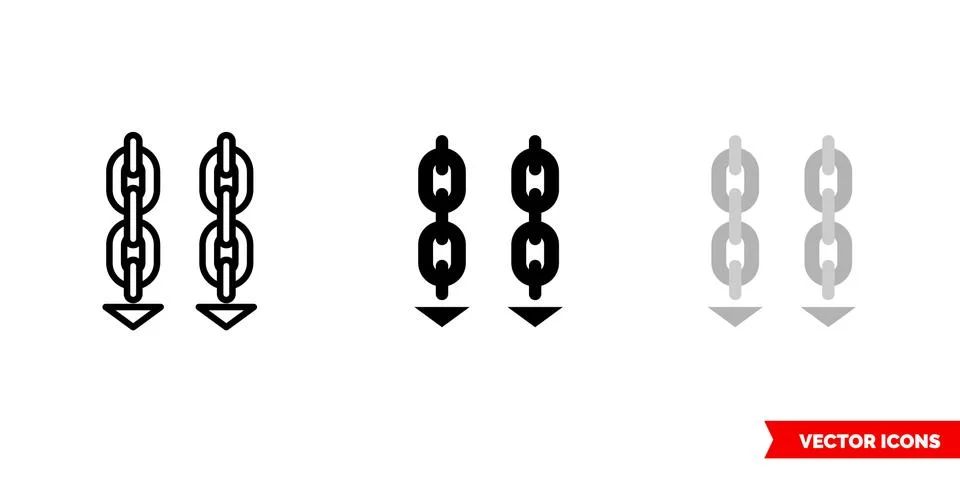 Sling here icon of 3 types color, black and white, outline. Isolated vector s Stock Illustration