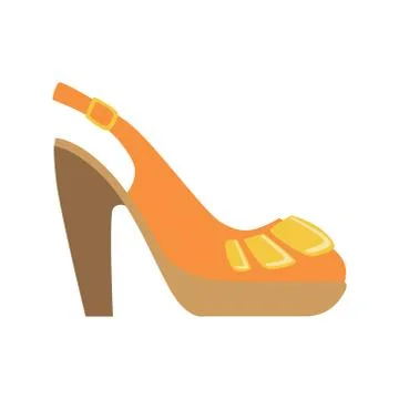 Slingback Female Shoe On Platform, Isolated Footwear Flat Icon, Shoes Store Stock Illustration