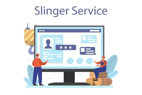 Slinger online service or platform. Professional workers Stock Illustration