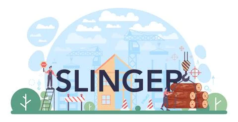 Slinger typographic header. Professional workers of constructing industry Stock Illustration