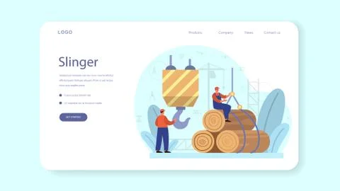 Slinger web banner or landing page. Professional workers Stock Illustration