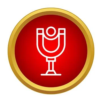 Slingshot line icon red button minimal design Stock Illustration