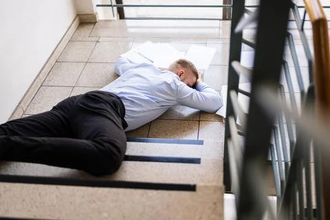 Slip Fall Accident. Fell Down Stock Photos