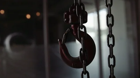 A Slip Hook Hangs On The End Of A Chain On A Construction Site Stock Footage 87481273