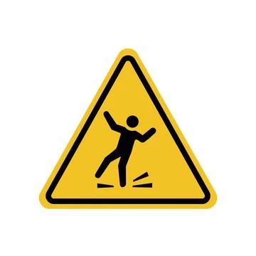 Slip warning on yellow triangle board. Stock Illustration