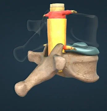A slipped disc may also be called a prolapsed or herniated disc. Stock Illustration