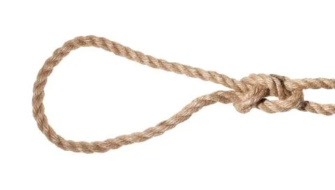 Slipped figure-eight loop noose tied on jute rope slipped figure-eight loo... Stock Photos