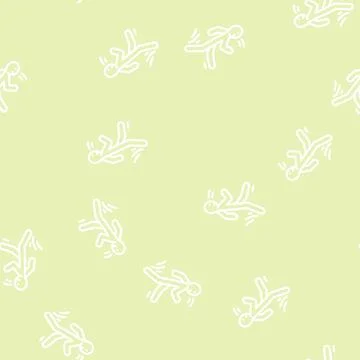 Slipped man fall accident line vector seamless pattern Stock Illustration