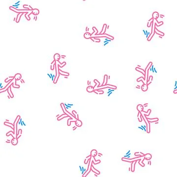 Slipped man fall accident vector seamless pattern Stock Illustration