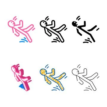 Slipped man pack fall accident color icon vector Stock Illustration