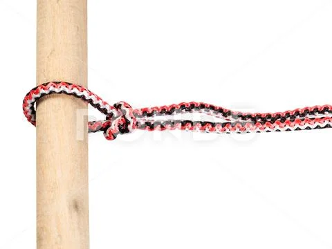 Slipped overhand knot tied on synthetic rope Stock Photos