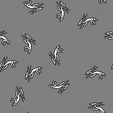 Slipped puddle man accident vector seamless pattern 스톡 일러스트