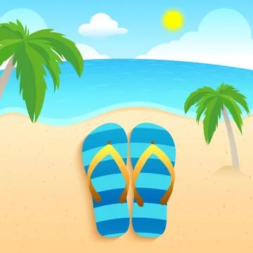 Slipper and the beach Stock Illustration