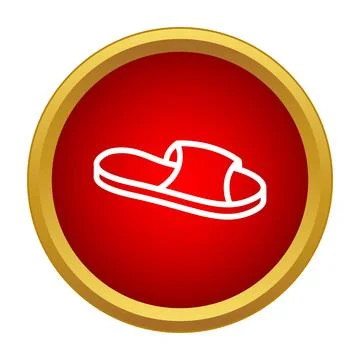 Slipper slide icon on red circular button Stock Illustration