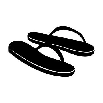 Slippers black vector icon on white background Illustrazione stock