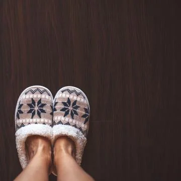 Slippers on floor Stock Photos