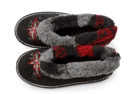 Slippers with fur Stock Photos
