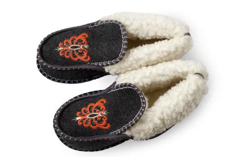Slippers with fur Stock Photos